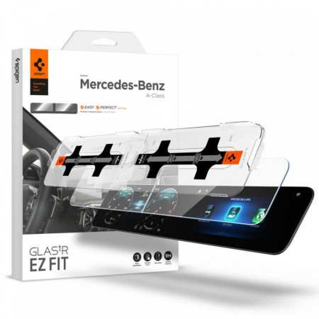 Folie protectie display cu aplicator pentru Mercedes A-CLASS 2020 / 2021, SPIGEN GLAS.TR ”EZ FIT”