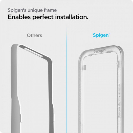Folie sticla cu sistem de montare Case friendly Spigen ALM Glass FC compatibila cu iPhone IPHONE 13/13 PRO - Img 4