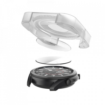 Folie sticla transparenta cu sistem de montare Spigen GLAS.tR EZ FIT Samsung Galaxy Watch 3 (45mm) 2-Pack - Img 6