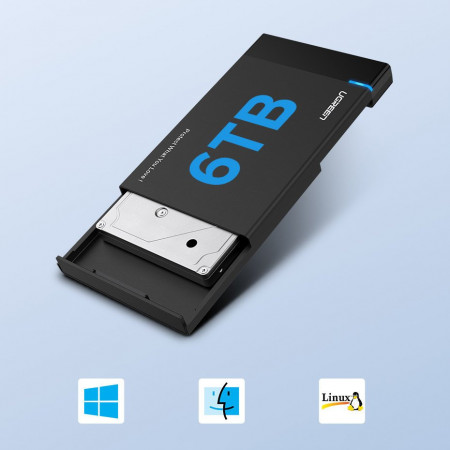 Hard disk extern Ugreen Carcasa SSD HDD SATA 2,5 "USB 3.2 Gen 1 (5 Gbps) Cablu USB Type C + 0,5 m negru (US221 50743) - Img 5
