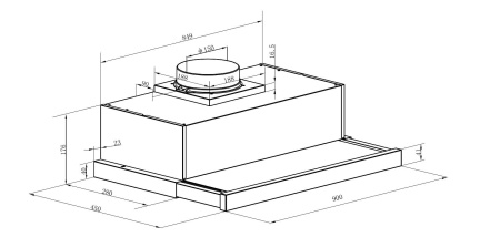 Hota incorporabila telescopica Heinner HTCH-490GBK, 1 Motor, Putere de absorbtie 413.5 m3/H, Lumina LED, 90 cm, Negru - Img 2