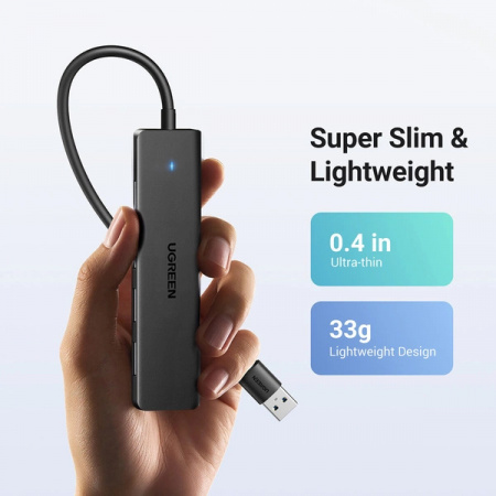 HUB Ugreen CM219 cu 4 porturi USB-A 3.0 și cablu USB-A 3.0 - negru - Img 3