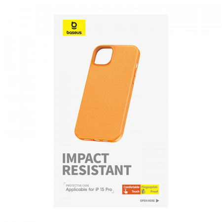 Husa pentru telefon pentru iPhone 15 ProMax Series Baseus Fauxther (portocaliu) - Img 3
