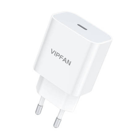 Incarcator de retea Vipfan E04, USB-C, 20W, QC 3.0 (alb)