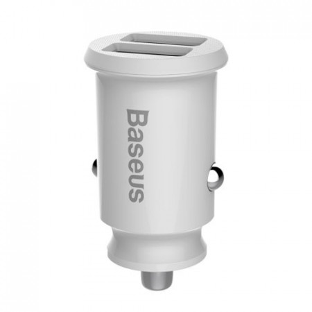 Incarcator mini Baseus Grain Car Charger 2x USB 3.1A alb (CCALL-ML02)