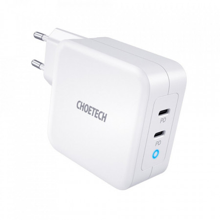 Incarcator priza Choetech GaN 2x USB Type C Power Delivery 3.0 QuickCharge 3.0 AFC 100W EU white (PD6008-EU) - Img 8