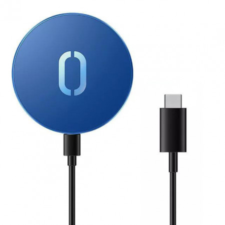 Incarcator Qi fara fir Joyroom 15 W pentru iPhone (compatibil MagSafe) + cablu USB tip C albastru (JR-A28)