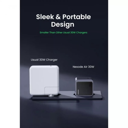 Incarcator retea Ugreen Nexode Air 30W, GaNInfinity, USB-C, Negru/Gri - Img 7
