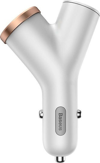 Incarcator telefon, Baseus Y Type, 2xUSB si extensie bricheta, 3.4A, alb - Img 3