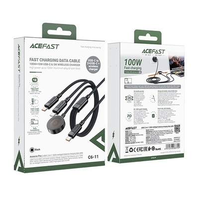 Incarcator Wireless Acefast 4in1 pentru Apple Watch Series, USB-C, Negru - Img 3