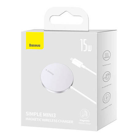 Incarcator wireless magnetic Baseus Simple Mini3 15W (argintiu) - Img 2
