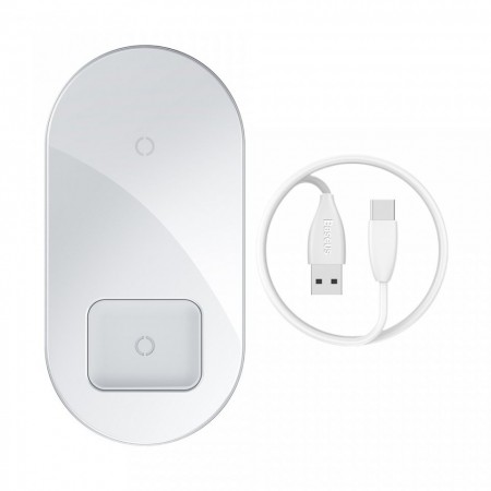 Incarcator wireless pentru smartphone-uri si AirPods , Baseus 18W alb (WXJK-02)