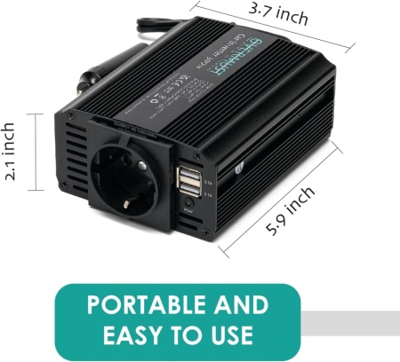 Invertor Auto 12V la 220V 300W OVERMUST, Priză AC 220V, 2 Porturi USB 2.1A, Ventilator Inteligent Silențios, Încărcare Simultană 3 Dispozitive, Protecție la Supratensiune și Scurtcircuit - Img 6