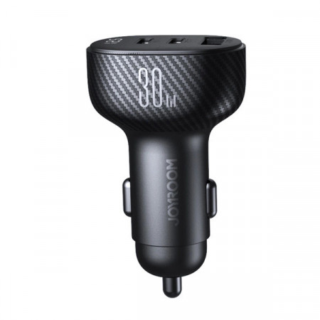 Joyroom JR-CCD04 30W 2x USB-C USB-A incarcator auto cu afisaj - negru - Img 7