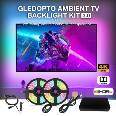 Kit banda de sincronizare GLEDOPTO 3.0 RGB, banda de lumina de fundal adresabila pentru TV - Img 2