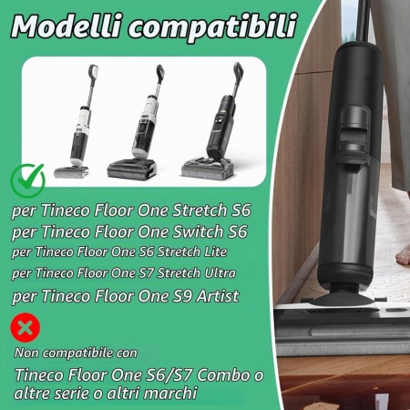 Kit de Accesorii și Piese de Schimb pentru Aspiratoare Tineco Floor One Stretch S6 / Switch S6 / S7 Stretch Ultra / S6 Stretch Lite / S9 Artist, 2 Perii Rotative, 2 Filtre HEPA și 1 Perie de Curățare - Img 7