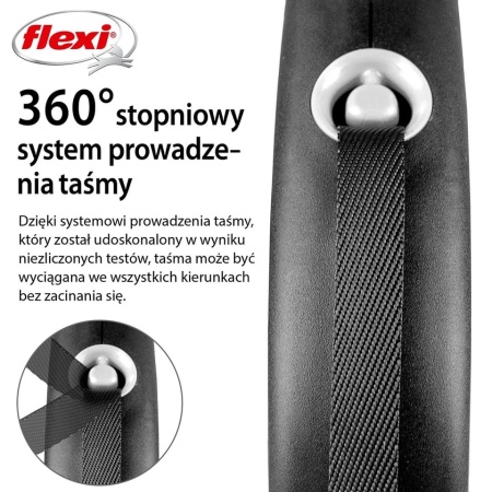 Lesa pentru caini, Flexi, Retractabil, Pana la 50 kg, L, 5 metri, Negru - Img 4