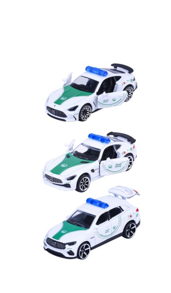 MAJORETTE SET 3 MASINUTE DE POLITIE DUBAI METALICE MERCEDES AMG 7.5CM - Img 2