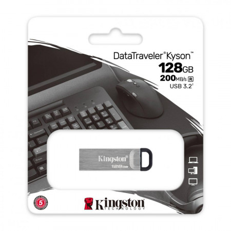 Memorie externa Kingston DataTraveler Keyson 128GB USB 3.2 Silver - Img 3