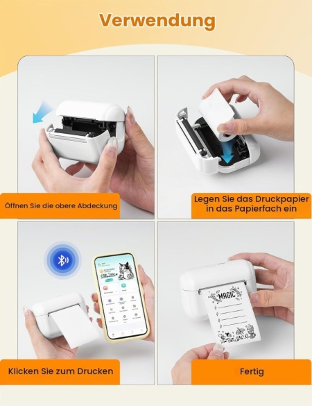 Mini Imprimantă Termică Portabilă Memoking Q02E pentru Autocolante și Notițe, Conectivitate Bluetooth, Funcții AI, Compatibilă cu Hârtie Termică și Stickere Color/Transparente, Ideală pentru Școală, Birou și DIY - Img 2