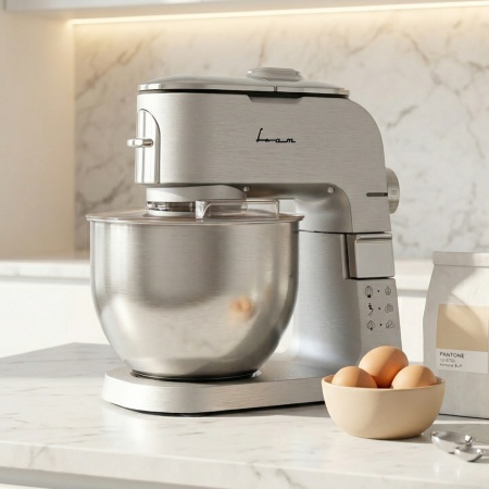 Mixer planetar FRAM FPM-K1500M, 1500W, bol inox 6L, 6 viteze si functie Pulse, Argintiu - Img 6