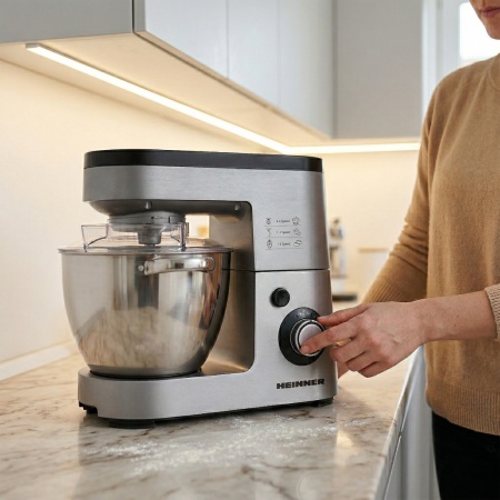 Mixer planetar Heinner HPM-1500XMC-V2, 1500W, 6 viteze, Bol 5.5l, Inox - Img 7