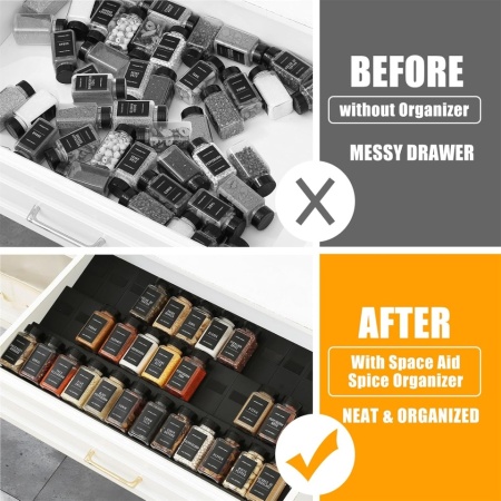 Organizator Modular Extensibil pentru Sertar de Condimente Famhap (24 Piese, Culoare Neagră), Potrivit pentru Sertare cu Lățime între 5 și 120 cm - Img 4