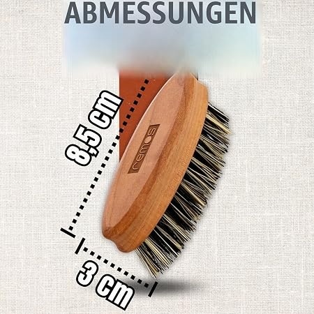 Perie pentru ingrijirea barbii REMOS, peri vegetali 100% vegani, maner ergonomic din lemn, pentru aranjare si descurcare barba - Img 4