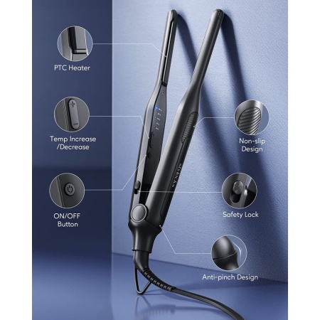 Placa de indreptat parul/barba Stylocks, pentru par scurt, placi de titan, 230 grade, Temperatura variabila, Oprire automata, Negru - Img 3