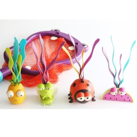 Plasa de pescuit cu 4 jucarii de baie Hipopotam BToys - Img 3