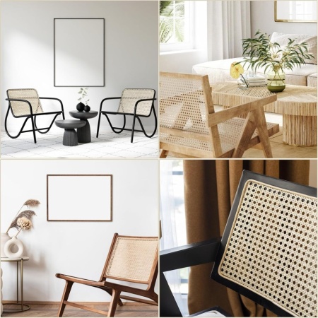 Plasă Ratan Sintetic Împletitură Vieneză (Rattan Webbing) 40 x 100 cm, Rezistentă la Apă din Polietilenă (PE), Model Fagure pentru Recondiționare Scaune, Mobilier și Proiecte DIY - Img 6