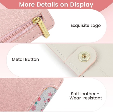 Portofel Mic de Damă Pomelo Best cu Protecție RFID, Mini Portofel din Piele Ecologică PU Moale, Design Elegant cu Imprimeu, Ușor și Compact pentru Utilizare Zilnică și Călătorii - Img 5