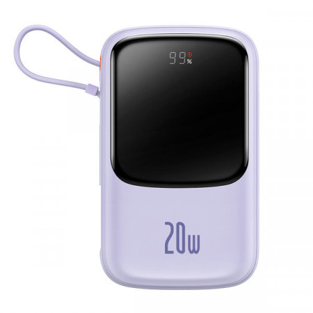 Power bank Baseus Qpow 10000mAh cu cablu de incarcare rapida Lightning 20W SCP AFC FCP mov (PPQD020002)