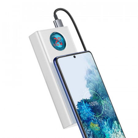 Powerbank Baseus Amblight 30000mAh, 4xUSB, USB-C, 65W (alb) - Img 4