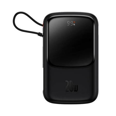 Powerbank Baseus Qpow Pro cu cablu Lightning, USB-C, USB, 10000mAh, 20W (negru)