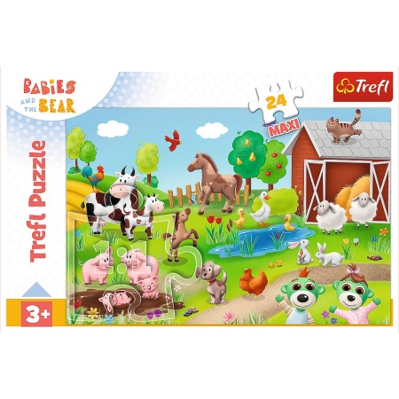 PUZZLE TREFL 24 MAXI BABIES AND THE BEAR ANIMALE LA FERMA - Img 3
