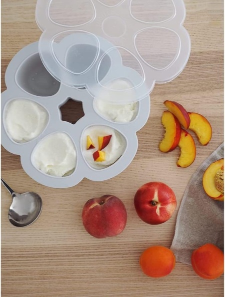 Recipient Multi-Porții din Silicon cu Capac BÉABA Maxi Porțiuni 6 x 90 ml, Formă pentru Congelare și Păstrare Hrană Bebeluși, Rezistență Termică la Cuptor și Microunde (-55°C la +210°C) - Img 3