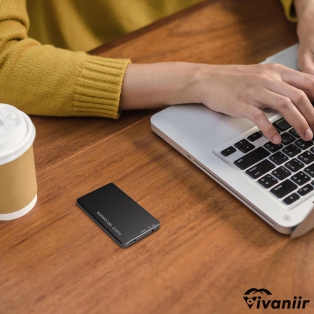 Reportofon digital Vivanir de 128 GB, timp de înregistrare lungă de 350 de ore (baterie masivă de 2500 mAh), reportofon activat vocal USB-C cu redare si reducere a zgomotului, ideal pentru conferinte interviu - Img 6