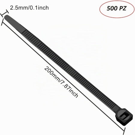 Set 110 Coliere / Bride de Strângere din Plastic Negru, 200 mm x 2.5 mm, Nailon Rezistent pentru Organizare Cabluri și Grădinărit - Img 8