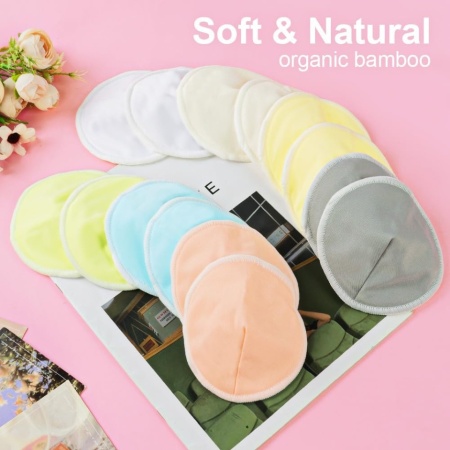 Set 14 Tero-Discuri / Absorbante Reutilizabile pentru Sâni din Bambus Organic, Lavabile, cu Sac de Spălare și Depozitare, pentru Alăptare - Img 6