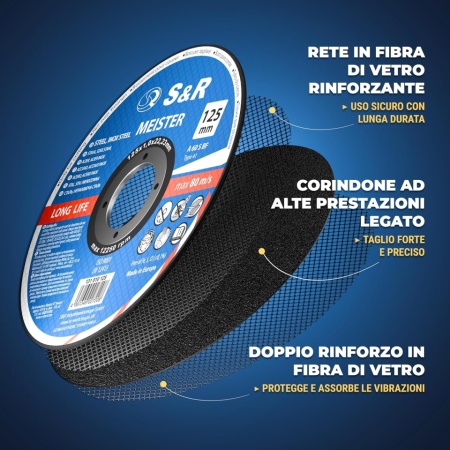 Set 15 Discuri Debitare Metal și Inox S&amp;R 125 mm, Ultra-Subțiri 1.0 mm, Alezaj 22.23 mm, Ranforsare Dublă Fibră de Sticlă, pentru Polizor Unghiular - Img 7