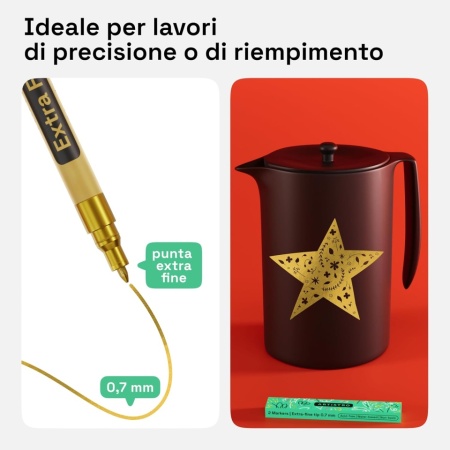 Set 2 Markere cu Vopsea Acrilică Aurie Artistro, Vârf Extra-Fin de 0.7-0.8 mm, Cerneală Metalică Opacă cu Uscare Rapidă, pentru Piatră, Lemn, Sticlă, Metal, Ceramică, Pânză și Proiecte DIY - Img 4