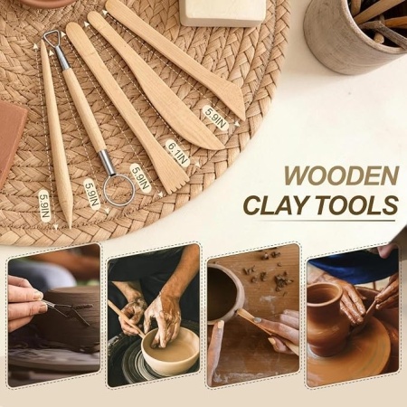 Set 27 unelte pentru modelaj și sculptură lut cu uscare la aer și pastă polimerică, kit complet accesorii pentru olărit, ceramică și proiecte DIY handmade - Img 6