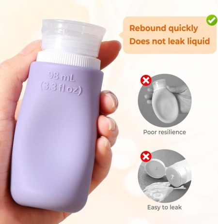 Set 4 Recipiente de Călătorie, 98 ml, Silicon, Antiscurgere, pentru Șampon și Cosmetice, Multicolor - Img 5