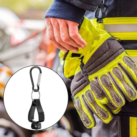 Set 6 Cleme Suport pentru Mănuși de Protecție cu Carabină, Clemă cu Dinți Întrepătrunși și Desprindere de Siguranță, Prindere pe Curea, Negru - Img 7