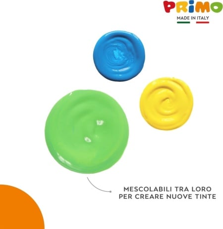 Set 6 culori tempera lavabilă pentru copii PRIMO, 1 litru cu dozator/pompă, vopsea lavabilă pentru hârtie, carton, pânză, sticlă, +3 ani - Img 2
