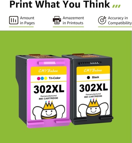 Set Cartușe de Cerneală Compatibile HP 302XL Negru și Color (Multipack), Capacitate Mare XL, Randament Până la 480 Pagini Negru și 330 Pagini Color, Cip Inteligent, pentru HP DeskJet, Envy și OfficeJet - Img 2