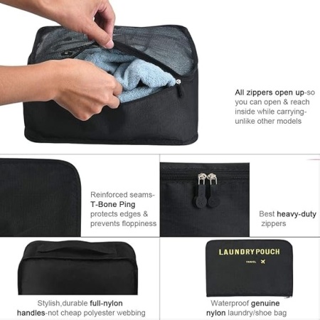 Set organizatoare bagaj și troler Vicloon, genți de călătorie tip packing cubes și saci de compresie pentru haine, cosmetice și accesorii - Img 3