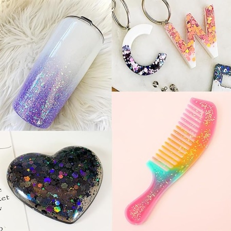 Set sclipici holografic hexagonal 1 mm, 12 culori asortate, paiete cu efect laser pentru rășină epoxidică, manichiură/nail art, machiaj corporal și decorațiuni DIY - Img 3