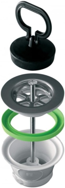 Sifon Ventil de Scurgere Universal pentru Chiuvetă de Bucătărie, Coș Filtru Inox 304 Satinat Ø 80-85 mm, Racord 1 1/2", Dop Cauciuc Rigid și Garnituri Incluse, Fabricat în Italia - Img 6